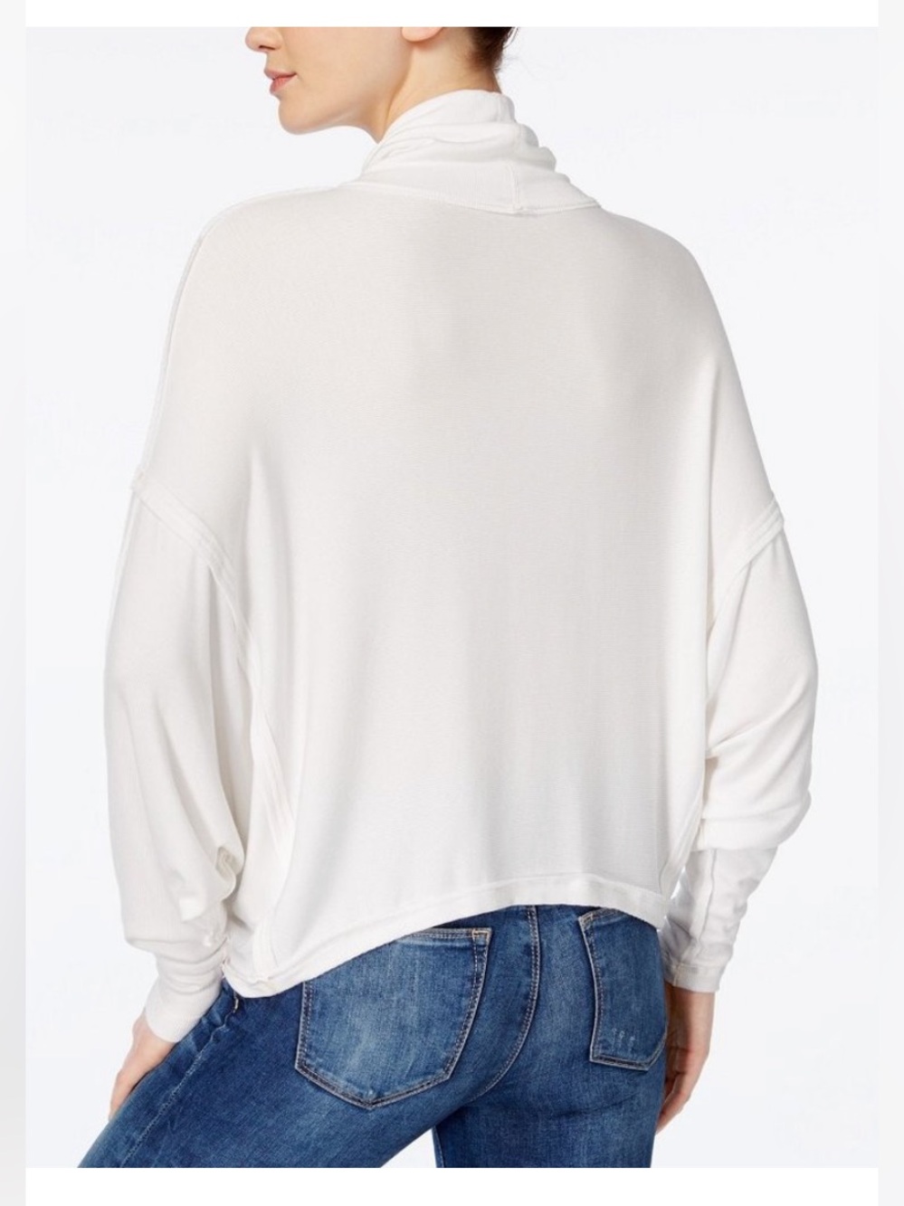 Free People We the Free Alameda Oversized Dolman Sleeve Ribbed Turtleneck IvoryS - Picture 15 of 15